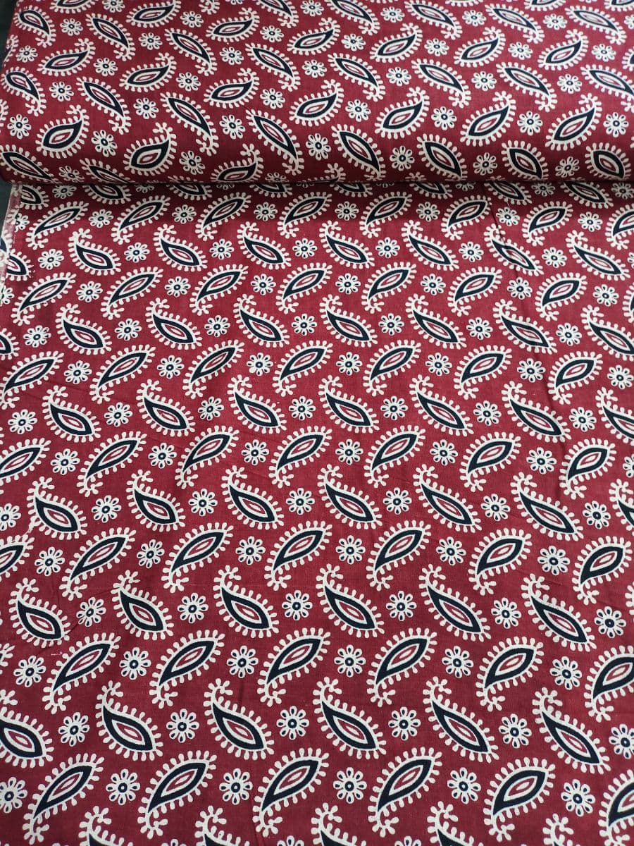 Vintage Ruby Paisley & Bloom Cotton Print Fabric