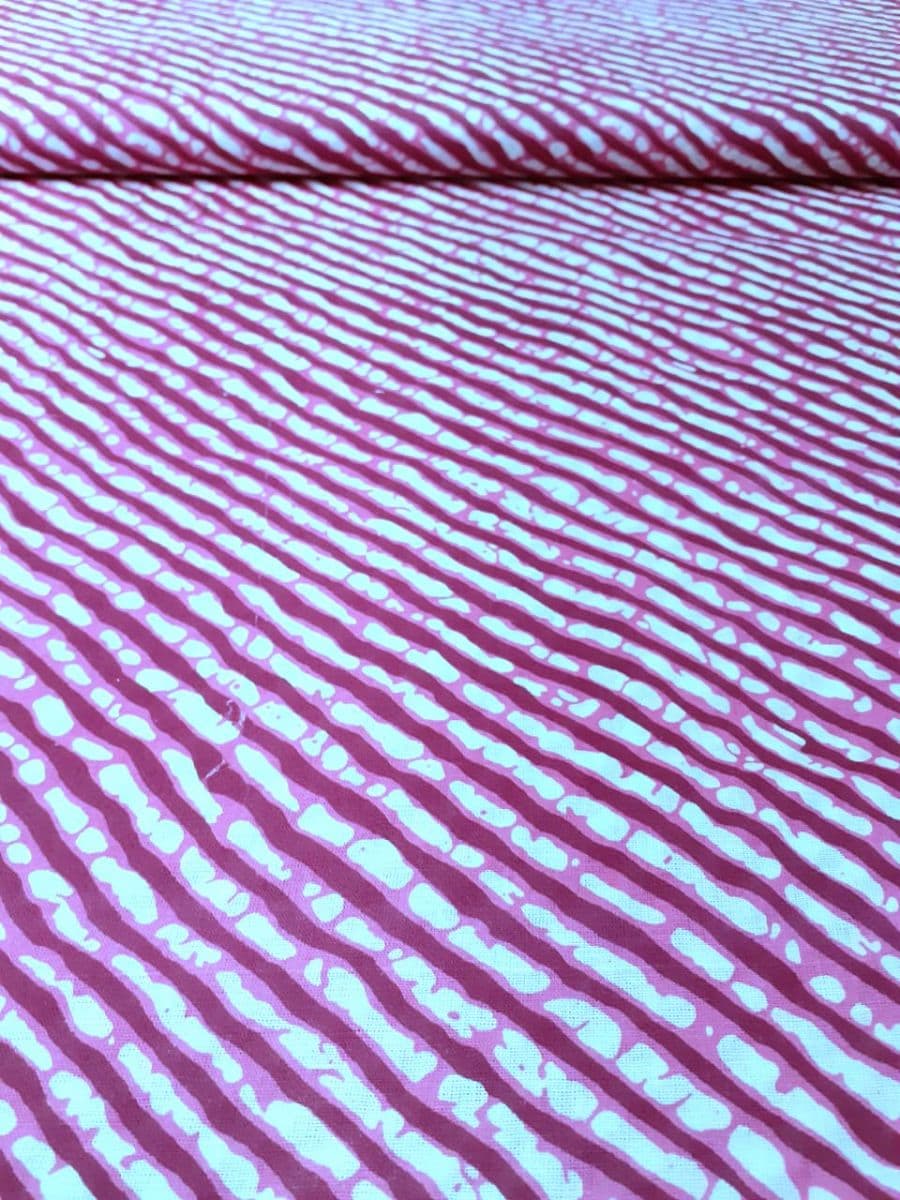 Fuchsia Pink Batik Stripe Cotton Fabric